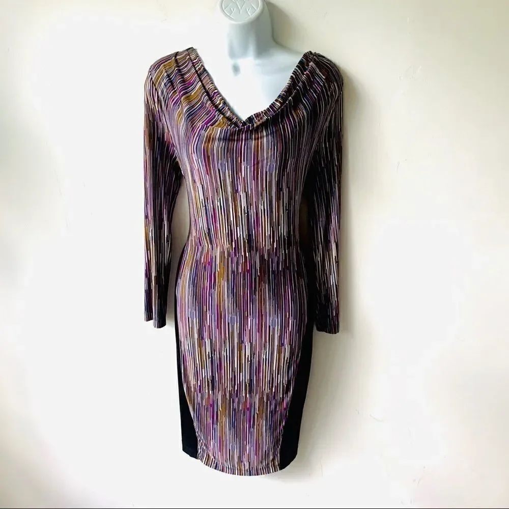 BCBG Fall Jewel Tone Colorblock Midi Dress